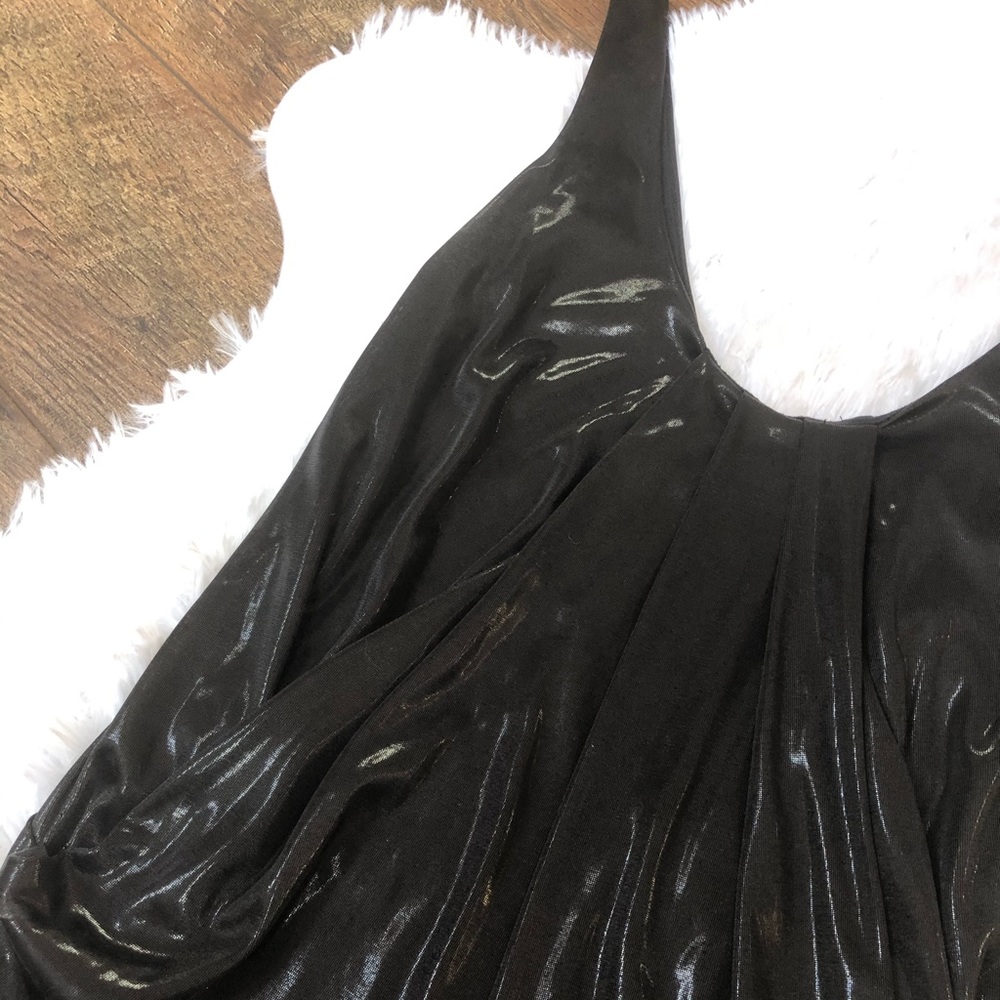 Diane Von Furstenberg Shiny Black scoop neck top 2